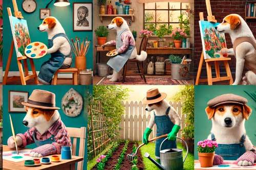 humanizacion de perro pintor